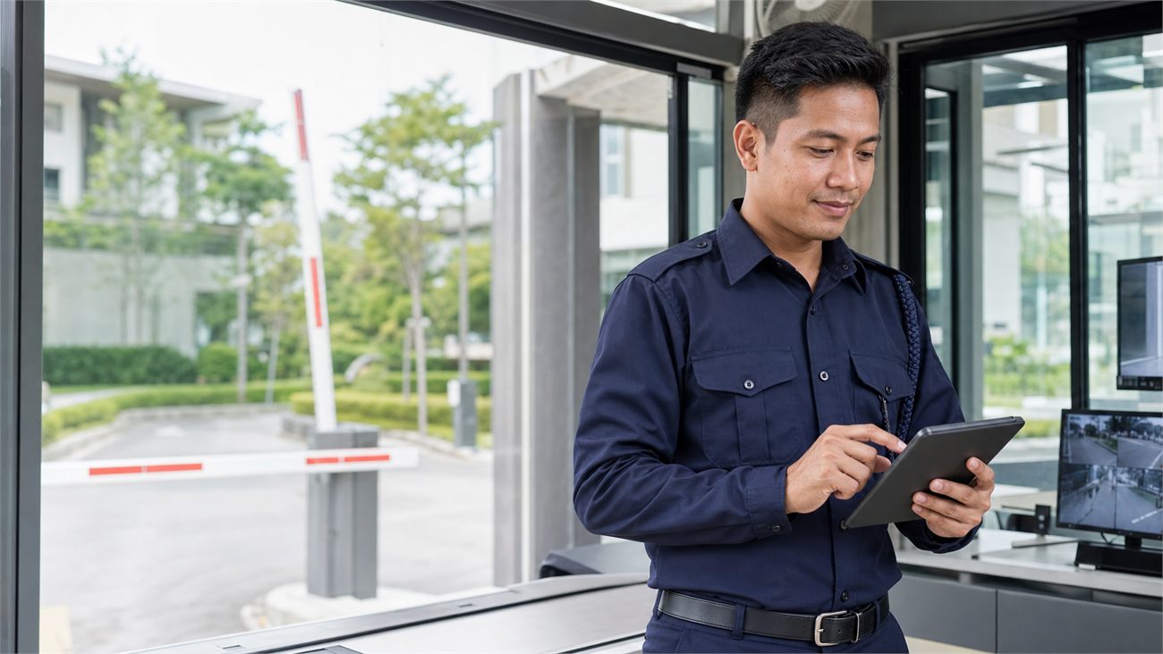 Security guard using the MyREDS guard app