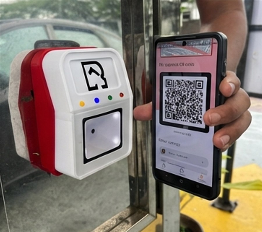 MyREDS QR scanner mounted at the community gate